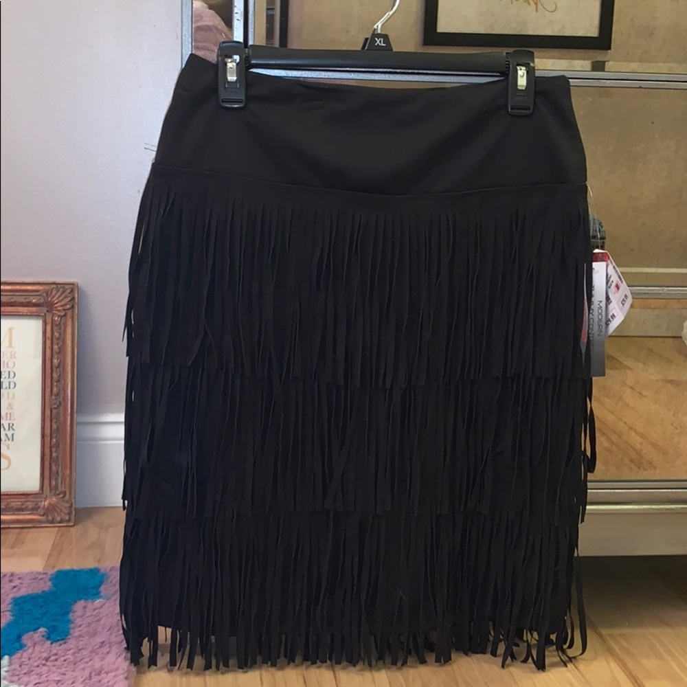 Black Fringe pencil skirt